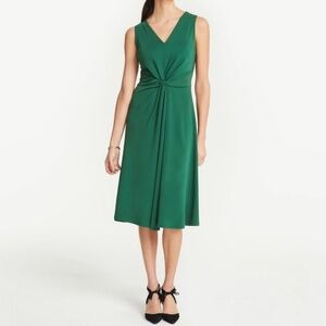 Ann Taylor Sleeveless Matte Jersey Knot Front MIDI Dress, XXSP